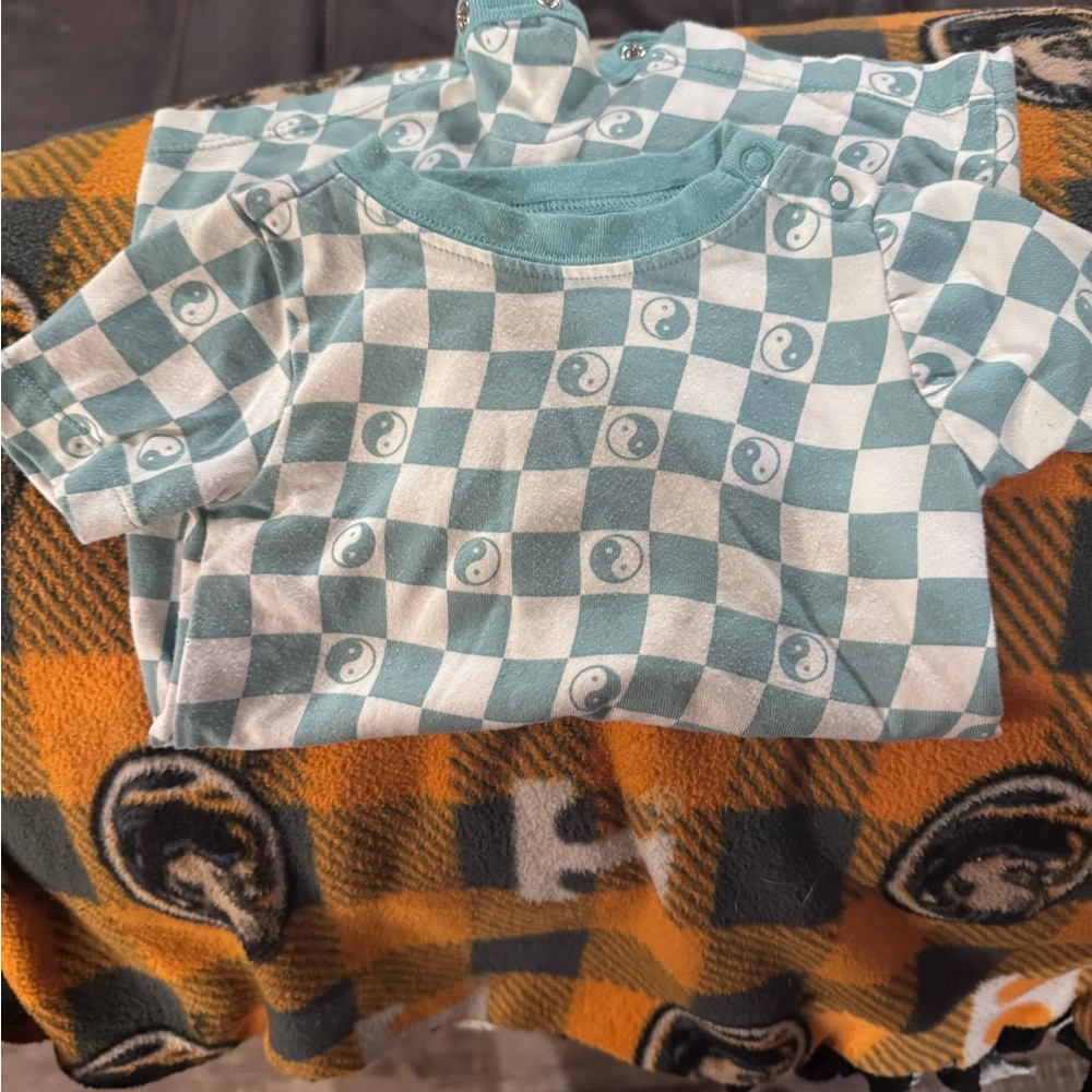 Checkered Kids Shirt with Yin-Yang Design